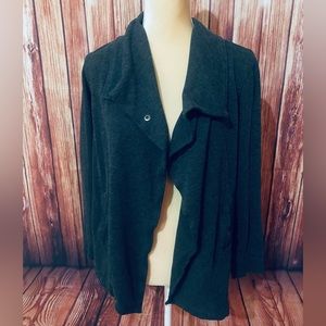 Women’s Small Sweater Cardigan Kensie Anthropologie Dark Gray One Button Pockets